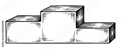 Hand drawn sketch style winner podium for displaying achievement and success in sports, business, or educational contexts, perfect for awards graphics and ranking presentations