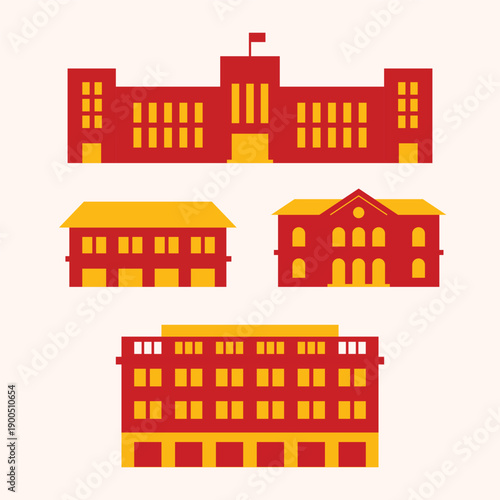Commercial or government building icons set