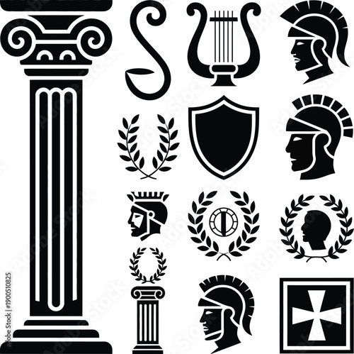 Ancient Greek and Roman symbols and architectural architecture
