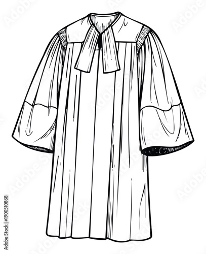 Classic academic gown illustration depicting traditional ceremonial attire suitable for legal, educational, and official document related projects.