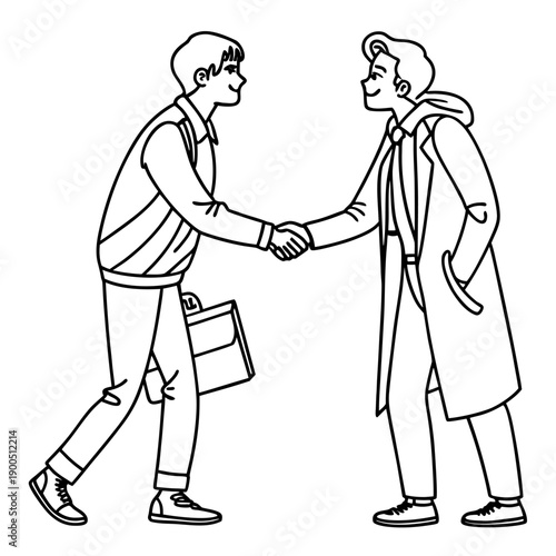 Business Handshake Agreement Line Art