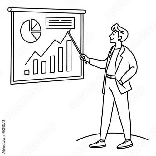 Business Presentation Concept Line Art
