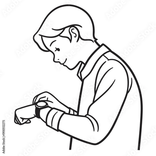 Time Management Checking Watch Line Art