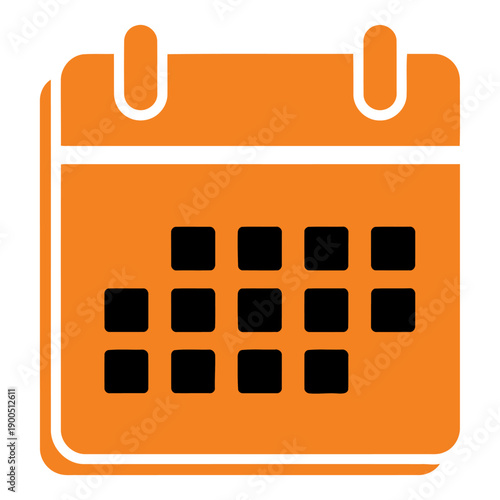 Orange Calendar Icon with Black Dates.