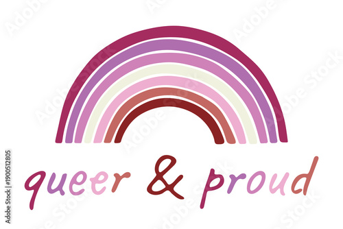 Colorful rainbow shape Lesbian pride flag Happy pride day LGBTQIA community Pride Month Vector hand drawn doodle for posters, stickers, logo, cards