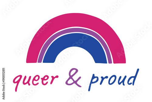 Colorful rainbow shape Bisexual pride flag Happy pride day LGBTQIA community Pride Month Vector hand drawn doodle for posters, stickers, logo, cards