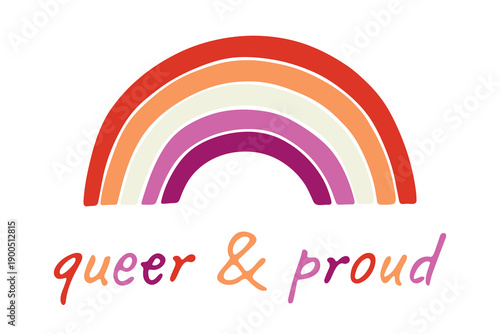 Colorful rainbow shape Lesbian pride flag Happy pride day LGBTQIA community Pride Month Vector hand drawn doodle for posters, stickers, logo, cards