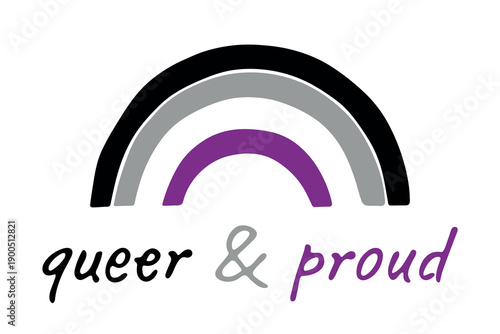 Colorful rainbow shape Asexual pride flag Happy pride day LGBTQIA community Pride Month Vector hand drawn doodle for posters, stickers, logo, cards