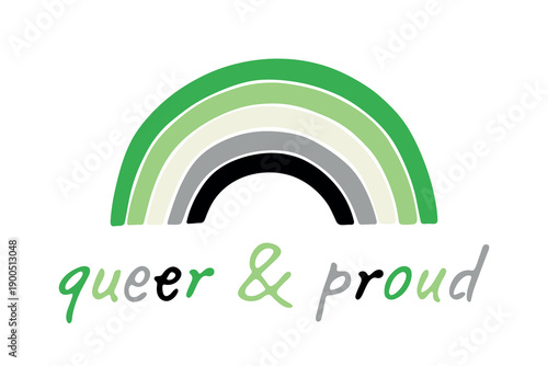 Colorful rainbow shape Aromantic pride flag Happy pride day LGBTQIA community Pride Month Vector hand drawn doodle for posters, stickers, logo, cards