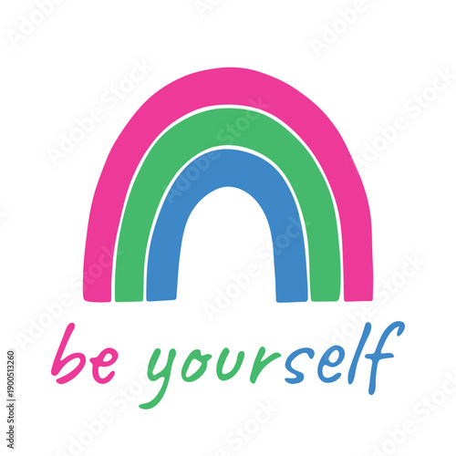 Colorful rainbow shape Polysexual pride flag Happy pride day LGBTQIA community Pride Month Vector hand drawn doodle for posters, stickers, logo, cards