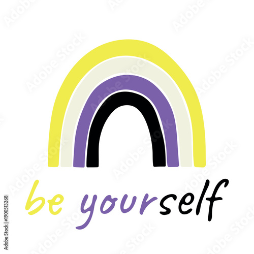 Colorful rainbow shape Non-binary pride flag Happy pride day LGBTQIA community Pride Month Vector hand drawn doodle for posters, stickers, logo, cards