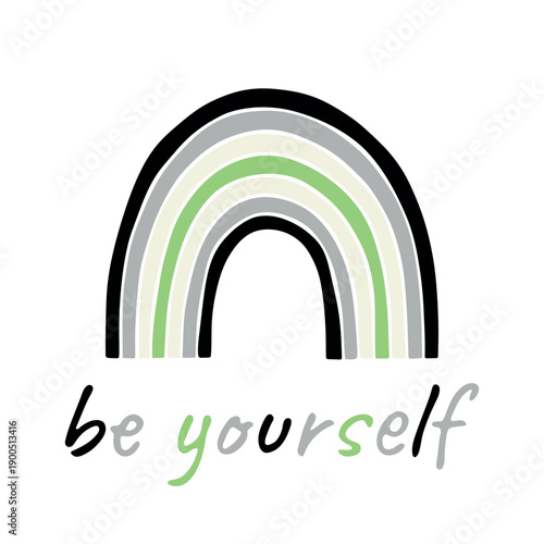 Colorful rainbow shape Agender pride flag Happy pride day LGBTQIA community Pride Month Vector hand drawn doodle for posters, stickers, logo, cards