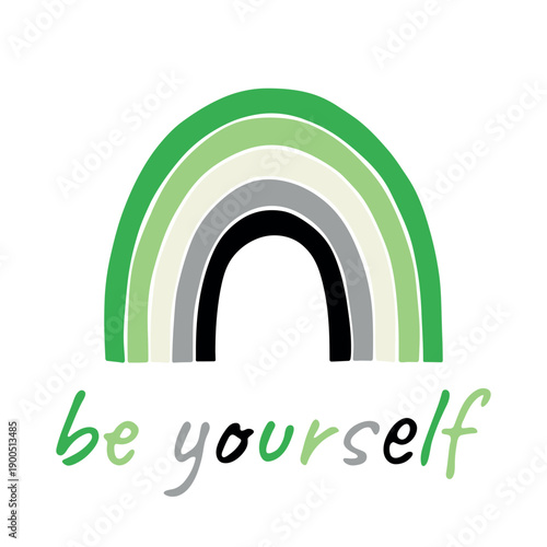 Colorful rainbow shape Aromantic pride flag Happy pride day LGBTQIA community Pride Month Vector hand drawn doodle for posters, stickers, logo, cards