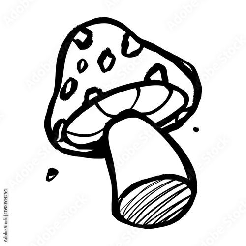 Psilocybin mushroom graffiti illustration. Hand drawn urban street art style fungus for psychedelic branding, nature graphics, and trendy streetwear elements.