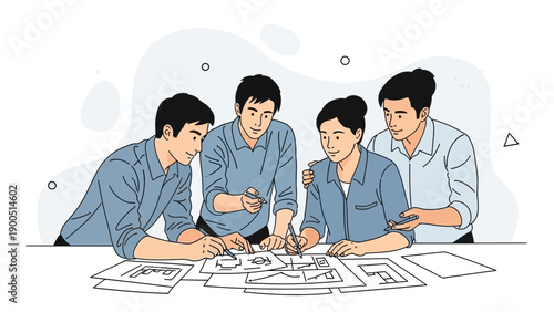 Diverse team brainstorming ideas and planning project at table