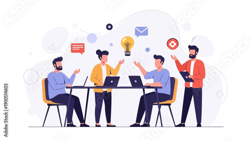 Teamwork brainstorm, business meeting, idea generation, collaboration, innovation