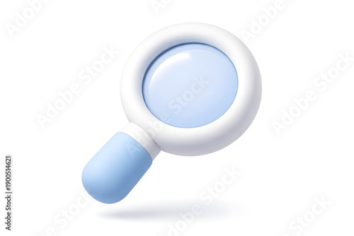 3D claymorphism magnifying glass search icon