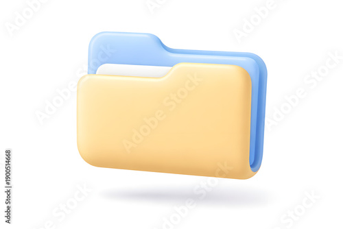 3D claymorphism file folder document icon