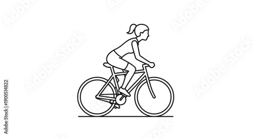 Woman riding bicycle in motion with ponytail outdoors