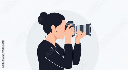 Woman taking a photo with a digital camera photography concept with a person holding a device capturing moment