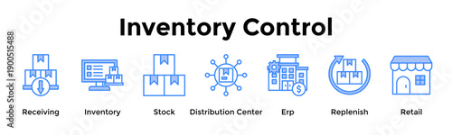 Inventory Control Banner Web Icon Vector Illustration Concept For Receiving, Inventory, Stock, Distribution Center, Erp, Replenish, Retail