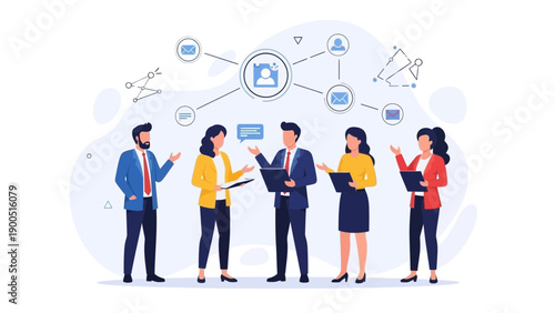 Business Team Collaboration and Networking Concept with Connection Icons