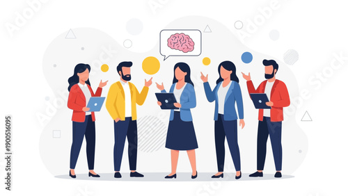 Team Brainstorming Session: People Collaborating, Sharing Ideas, Innovation