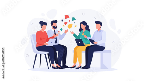 Diverse team brainstorming ideas and collaborating on a project