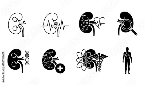 Renal Health Kidney Symbol Collection Vector Icons