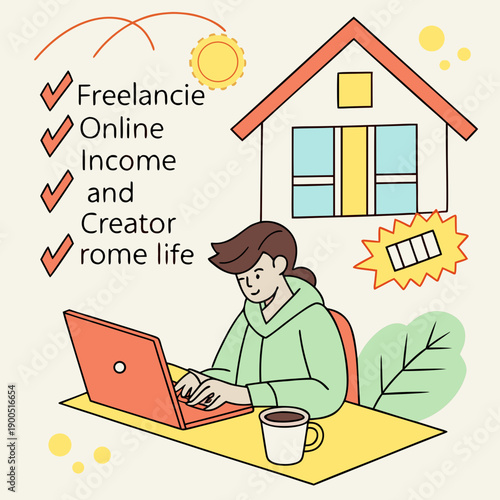       Freelancing  Online Income   Creator Life  4 (2) SVG Vector Illustration