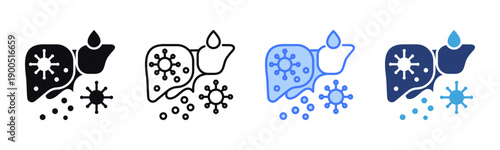 Hepatitis icon sheet multiple style collection