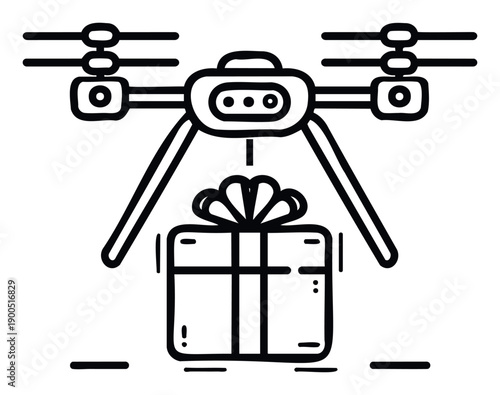 Modern drone technology facilitates efficient and fast parcel delivery service, offering convenient gift transport for ecommerce, logistics, and celebration marketing