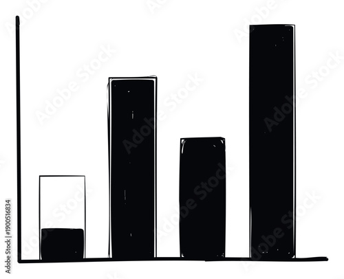 A doodle style bar graph visualizing business performance metrics, sales figures, and various statistical comparisons for financial analysis and presentation slides.