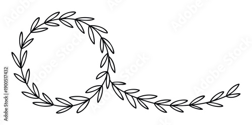 Elegant botanical flourish of delicate leaves and branches creating a decorative border perfect for wedding invitations, greeting cards, or seasonal event announcements.