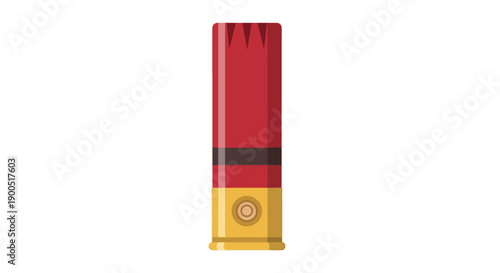 Vector illustration of a red shotgun shell cartridge on white background