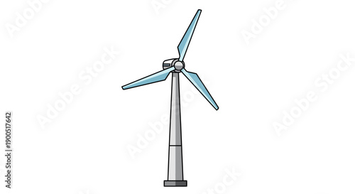 Illustration of a modern wind turbine with blue blades