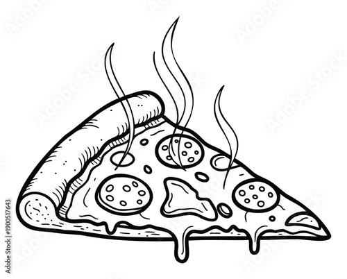 Delicious hot steaming pepperoni pizza slice with melted dripping cheese, perfect for restaurant menus, food delivery promotions, or cooking blogs