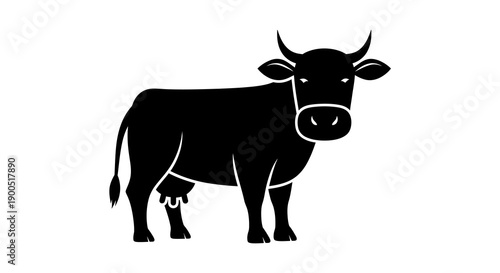 Silhouette of a Cow Icon on White Background