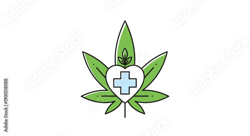Medical marijuana symbol with cannabis leaf and blue cross