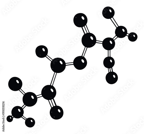 Detailed abstract molecular structure graphic representing atoms and bonds, ideal for scientific education, research presentations, and biotechnology marketing materials