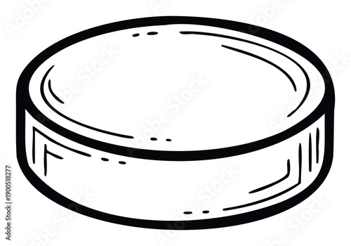 Simple graphic representation of an ice hockey puck perfect for sportsthemed designs, game development resources, athletic event promotions, and winter sports branding materials.