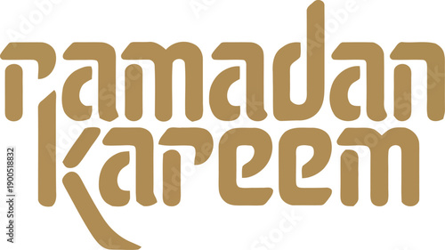 Bold golden brown Ramadan Kareem text in a modern block font on a clean white background