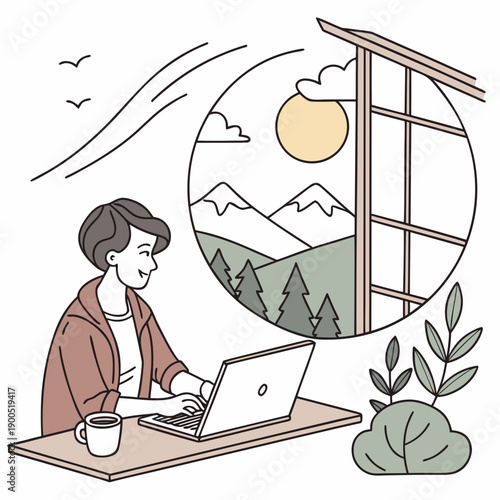 Work From Anywhere Illustration  White Background SVG Vector Illustration