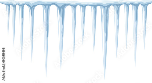 Realistic icicles hanging in winter with transparent background