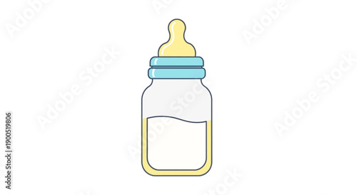 Minimalist vector illustration of baby milk bottle with nipple