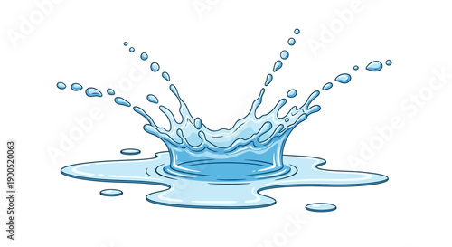 Blue water splash illustration on white background