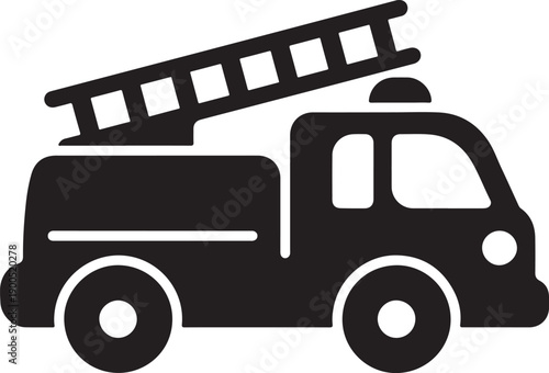 Cute Toy Fire Truck Silhouette Rounded Fire Engine Toy Vector