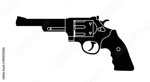 Black and White Silhouette of a Revolver Handgun
