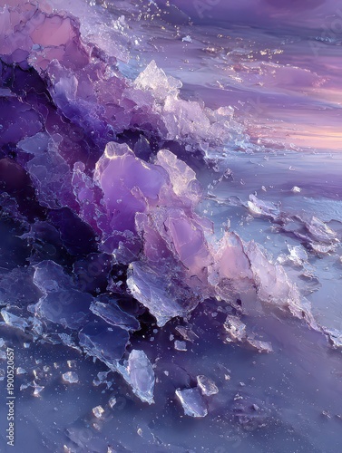 Abstract Colorful Waves in Shades of Purple and Blue Crystals
