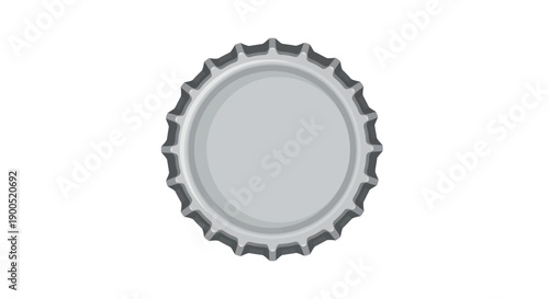 Top view of a silver bottle cap on white background